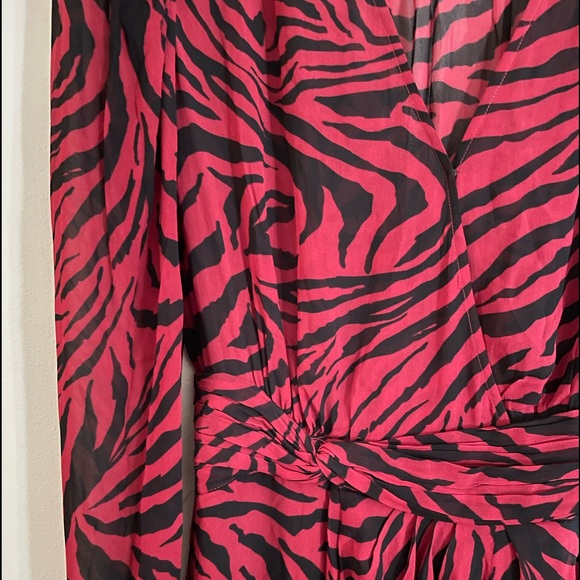 New Ba&sh Women's Red Saphir Wrap-effect Tiger-print Georgette Dress Small - Picture 11 of 13